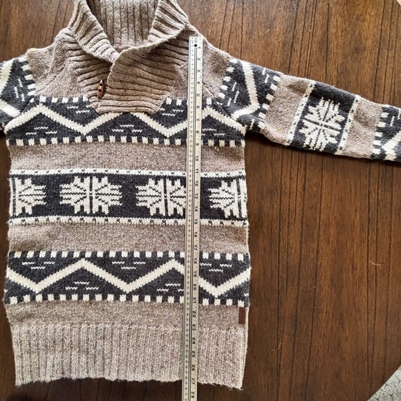 Roots shawl collar acrylic wool blend Cowichan sweater size small - Picture 15 of 15
